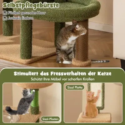 Cactus Cat Tree cu platforme Kefa Hračka Sisal Lano Zelená + Hneda