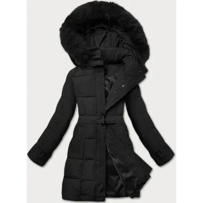Jacheta de iarna pentru femei cu dungi negre decorative (23MY-208)