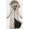 Jacheta lungă de iarnă pentru femei cu bej Libland Hood (7832)