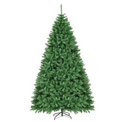 Costway 275 cm artificial pom de Crăciun brad metal stand copac artificial cu 3594 sfaturi