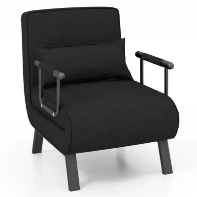 canapea extensibilă costway cu canapea extensibilă cu backrest reglabil & pernă detașabilă Negru