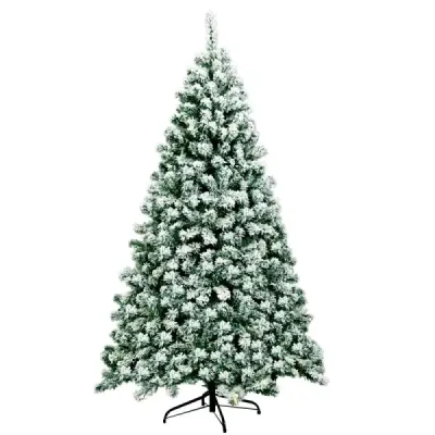 Costway 180 cm copac artificial de Crăciun cu lumini calde LED brad de Crăciun verde + alb