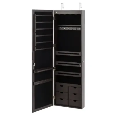 Cabinet de bijuterii Costway cu oglindă mare 36,5 x 11,5 x 120 cm Brown