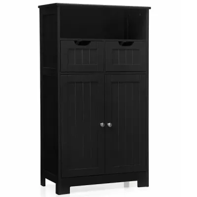 Cabinet baie cu înălțime reglabilă dulap baie 60 x 30 x 109 cm Negru