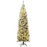 Costway Crăciun copac 225 cm Creion Crăciun copac cu zăpadă şi 350 alb cald LED-uri Lumini