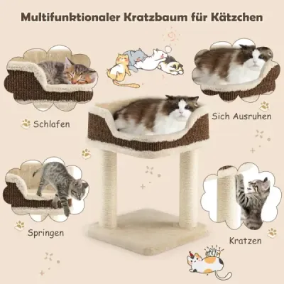 Scratch Costway Cat Tree Play Center cu pluş Uncoperted Natural Storm Bej