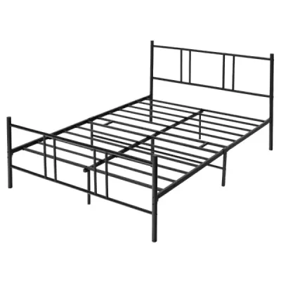 Cadru de pat din platforma metalica cu partea capului si picior 200 x 160 cm Negru