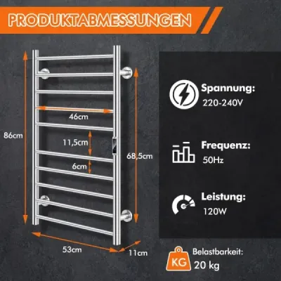 Încălzitor pentru prosoape electrice Costway cu protecţie 8 ore cu cronometru şi supraîncălzire şi ecran LED