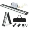 Costway Foldable 88 Buttons Digital Piano Electric Keyboard 137 x 16,5x 5 cm Negru + alb