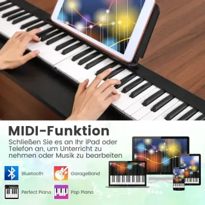 Costway Foldable 88 Buttons Digital Piano Electric Keyboard 137 x 16,5x 5 cm Negru + alb