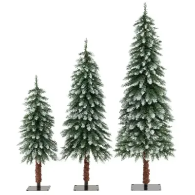 Costway 3some Copac de Crăciun cu zăpadă și LED-uri Lumini și metal standuri Christbaum