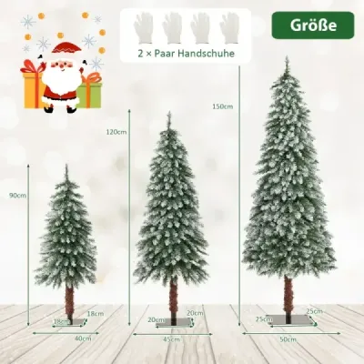 Costway 3some Copac de Crăciun cu zăpadă și LED-uri Lumini și metal standuri Christbaum