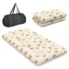 Costway 90 x 200 cm Saltea japoneză futon cu capac lavabil &amp; sac de transport Tatami mat maro urs