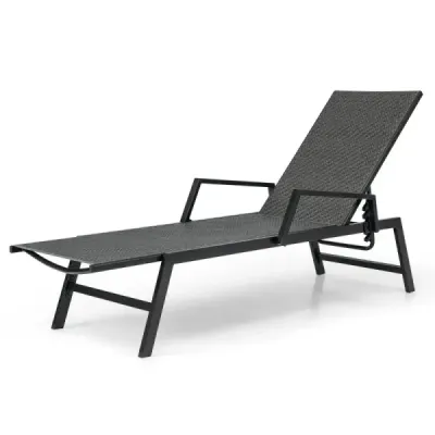 Costway soare lounger canapeaua de grădină rattan cu spătar reglabil și armreste 167
