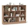 Costway Bookcase cu 10 compartimente Stand raft cu 3 niveluri Raft Dice Raft birou 140 x 24 x 104 cm Natura