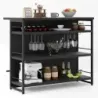 Cabinet housebar Costway cu 4 rafturi deschise &amp; raft vin &amp; borcan raft bucătărie negru