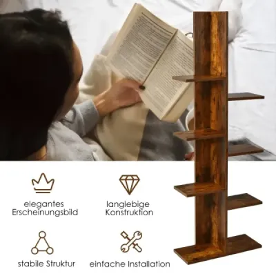 Costway Bookcase în Treeform cu 8 rafturi Raft liber în picioare Raft birou 50 x 20 x 141 cm maro