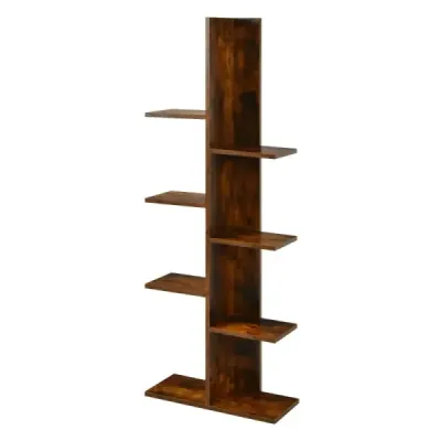 Costway Bookcase în Treeform cu 8 rafturi Raft liber în picioare Raft birou 50 x 20 x 141 cm maro
