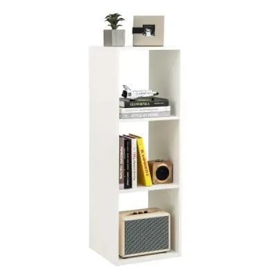 Costway Bookcase cu 3 compartimente Raft cub Deschide raft alb 35,5 x 33 x 103 cm