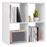Costway Bookcase cu 4 compartimente Raft cub Deschide raftul modern Alb