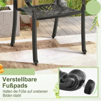 Costway 2 set Scaune de gradina din aluminiu turnare terase Stackable scaune cu brat negru