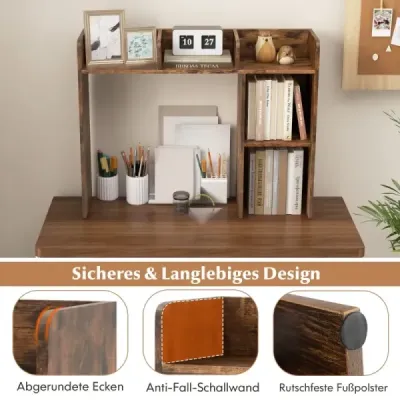 Rafturi de birou cu 4 rafturi și compartiment deschis 94 x 25 x 74 cm Rustic Brown