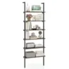 Costway 6 etaje scară rafturi perete montat raft cu cadru metalic Rustic Brown
