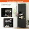 Costway 190 cm mare bucatarie dulap de depozitare dulap mare cu usi negre