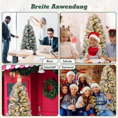 Costway Brad artificial de Craciun cu iluminat Arbore masiv de arta copac pentru casa verde 150 cm