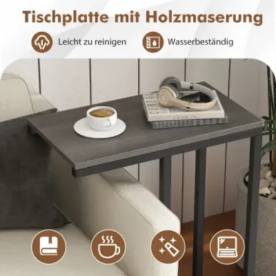 Masa laterală costway C-forma canapea masă cu cadru de metal masă de cafea pentru living gri