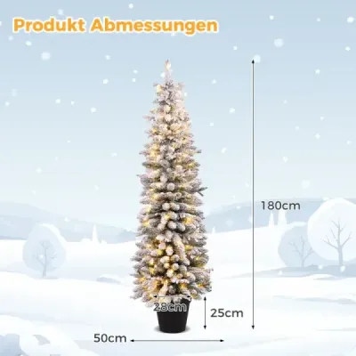 Creion de costuri pom de Crăciun cu brad de zăpadă artificial cu iluminat 180 cm