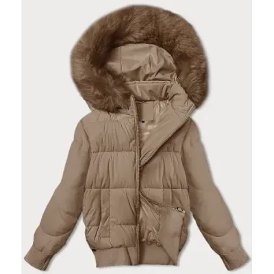Sacou scurt de iarnă pentru femei cu jumpers S'west bej (B8288-12)