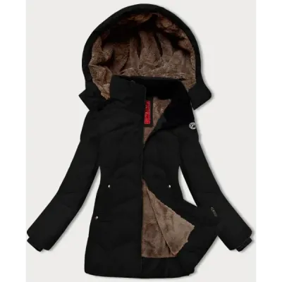 Jacheta de iarna pentru femei cu gluga LHD negru (LHD-24577)