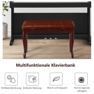Banc de pian Costway cu scaun pian cheie de mare solid 75 x 35 x 49 cm Brown