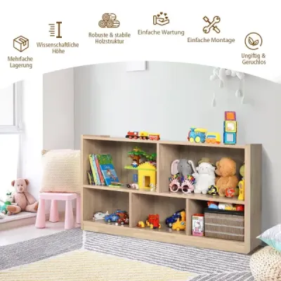 Cabinet de jucărie din lemn cu 5 compartimente 111 x 30 x 61.5 cm Natura