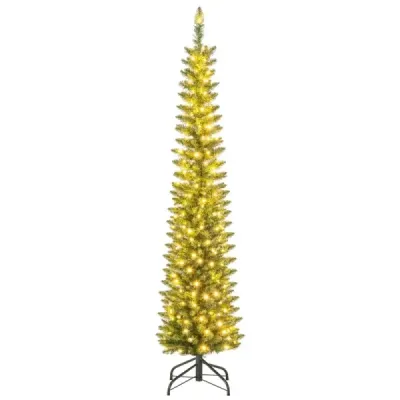 Costway 180 cm Mare copac artificial de Crăciun luminat copac de Crăciun verde