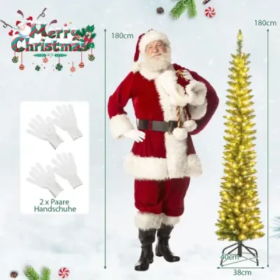 Costway 180 cm Mare copac artificial de Crăciun luminat copac de Crăciun verde