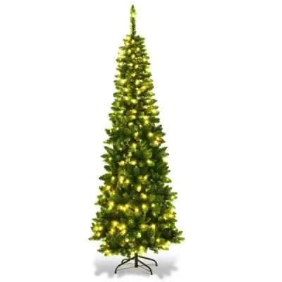 Costway 225 cm Crăciun copac de înaltă calitate PVC ace Pencil-Förmiger Crăciun copac verde