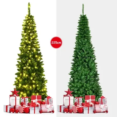 Costway 225 cm Crăciun copac de înaltă calitate PVC ace Pencil-Förmiger Crăciun copac verde