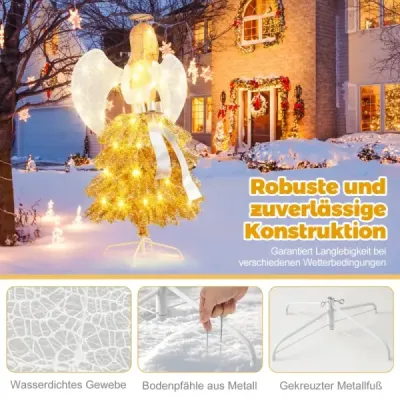 Costway artificial Brad de Craciun cu figura înger decorare de Crăciun cu lumini LED calde