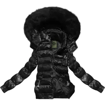Jacheta scurta de iarna cu flori negre (CAN-597)