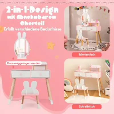 Copii Asigurați-vă set de masă cu design iepure face set cu picioare din lemn solid