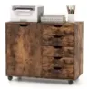 Container cu 5 sertare servieta mobila cu usa 79 x 39 x 65 cm Brown