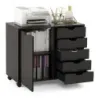 Containerul cu 5 sertare servieta mobila cu usa 79 x 39 x 65 cm Negru