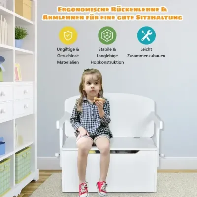 3 din 1 set masa de lucru pentru copii cu birou si boxa de depozitare pentru gradinita Alb
