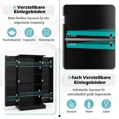 Dulap de depozitare cu 2 usi si 6 raft reglabil 60 x 40 x 120 cm Negru