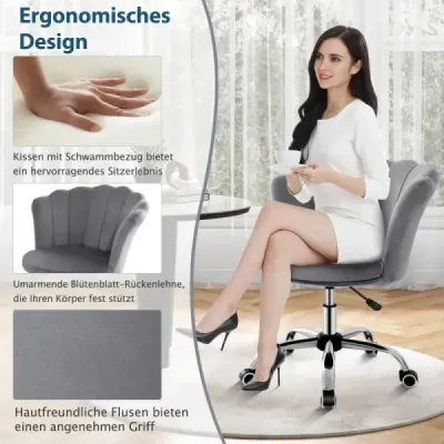 înălțime reglabil scaun birou catifea cu role & design ergonomic scaun calculator gri