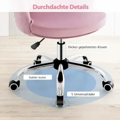 înălțime reglabil scaun birou catifea cu role & design ergonomic scaun calculator roz