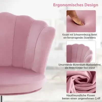 înălțime reglabil scaun birou catifea cu role & design ergonomic scaun calculator roz