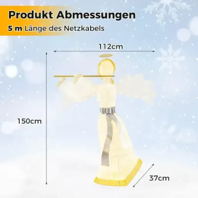 Iluminat înger Crăciun cu 100 LED-uri lumini 3 Dimensional înger figura Crăciun decorare